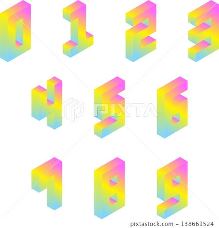 霓虹漸層色3D字母和數字 09 霓虹漸層色3D字母和數字 09 138661524