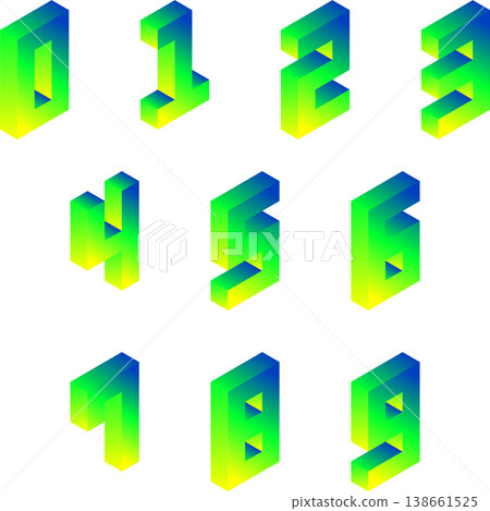 Neon color gradient 3D letters and numbers 10 Neon color gradient 3D letters and numbers 10 138661525