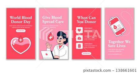 World Blood Donor Day Social Media Story Flat Cartoon Hand Drawn Background Template World Blood Donor Day Social Media Story Flat Cartoon Hand Drawn Background Template 138661601