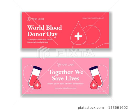 Social Media Banner Flat Cartoon Hand Drawn Illustration World Blood Donor Day Social Media Banner Flat Cartoon Hand Drawn Illustration World Blood Donor Day 138661602