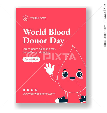 Vertical Poster Social Media Flat Cartoon Hand Drawn World Blood Donor Day Background Vertical Poster Social Media Flat Cartoon Hand Drawn World Blood Donor Day Background 138661606