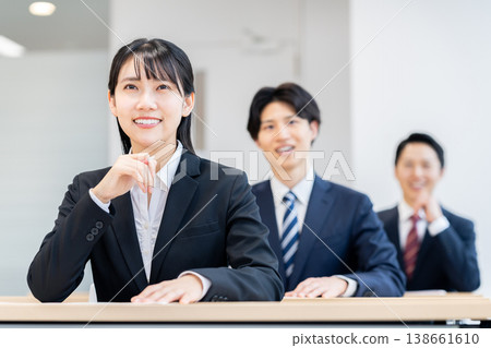Businesswomen attending a seminar. Photo courtesy of Denpa Gakuen Educational Foundation, Tokyo Electronics College. 138661610
