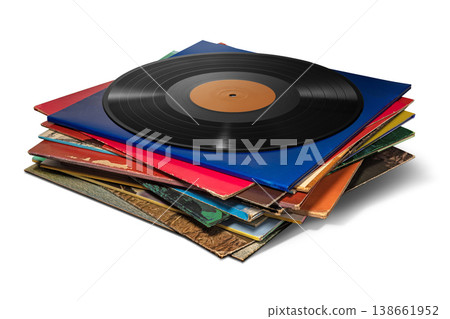 Stacks of analog records Stacks of analog records 138661952