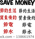 省錢 x 節約關鍵字字元集 | 節儉生活、節約開支、節能、節水 | 紅黑字體變體 138661974