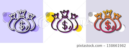Check investment line icon. Halftone dotted pattern. Gradient icon with grain shadow. Business audit sign. Cash bags symbol. Line check investment icon. Various designs. Vector Check investment line icon. Halftone dotted pattern. Gradient icon with grain shadow. Business audit sign. Cash bags symbol. Line check investment icon. Various designs. Vector 138661982