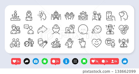 Dont touch, Scroll down and Blood line icons pack. Social media: share, comment, like icons. Ranking, Business podium, Users chat web icon. Like, Online tax, Touchscreen gesture pictogram. Vector Dont touch, Scroll down and Blood line icons pack. Social media: share, comment, like icons. Ranking, Business podium, Users chat web icon. Like, Online tax, Touchscreen gesture pictogram. Vector 138662099