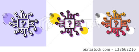 Artificial intelligence line icon. Halftone dotted pattern. Gradient icon with grain shadow. Support network sign. Question mark symbol. Line artificial intelligence icon. Various designs. Vector 138662210