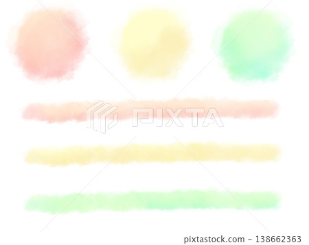 Pastel watercolor shape material: Circles and lines (3-color set) Pastel watercolor shape material: Circles and lines (3-color set) 138662363