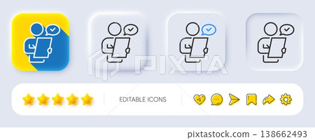 Customer survey line icon. Neumorphic, Flat shadow, 3d buttons. Contract application sign. Agreement document symbol. Line customer survey icon. Social media icons. Vector Customer survey line icon. Neumorphic, Flat shadow, 3d buttons. Contract application sign. Agreement document symbol. Line customer survey icon. Social media icons. Vector 138662493