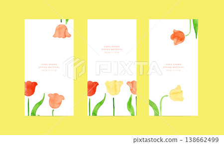 Watercolor painting. Spring postcard design featuring watercolor-style tulips. Spring tulip vector illustration. Watercolor painting. Spring postcard design featuring watercolor-style tulips. Spring tulip vector illustration. 138662499