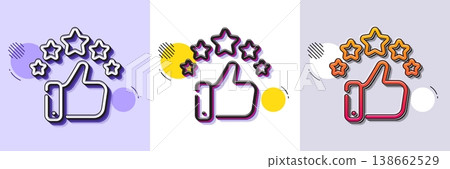 Customer satisfaction line icon. Halftone dotted pattern. Gradient icon with grain shadow. Review feedback sign. Rate best service symbol. Line customer satisfaction icon. Various designs. Vector 138662529