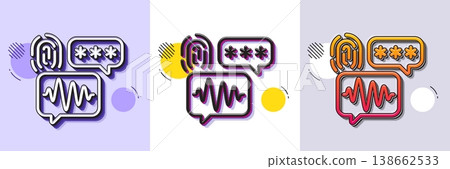 Biometric security line icon. Halftone dotted pattern. Gradient icon with grain shadow. Fingerprint scan sign. Privacy data symbol. Line biometric security icon. Various designs. Vector Biometric security line icon. Halftone dotted pattern. Gradient icon with grain shadow. Fingerprint scan sign. Privacy data symbol. Line biometric security icon. Various designs. Vector 138662533