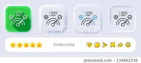 Correct answer line icon. Neumorphic, Flat shadow, 3d buttons. Accepted or confirmed sign. Approved symbol. Line correct answer icon. Social media icons. Vector Correct answer line icon. Neumorphic, Flat shadow, 3d buttons. Accepted or confirmed sign. Approved symbol. Line correct answer icon. Social media icons. Vector 138662536