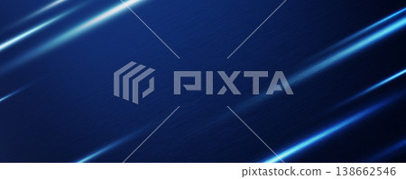 Abstract blue technology background with glowing light streaks and brushed metal texture 3D render illustration 138662546