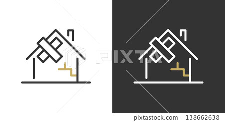 Collapsed house renovation icon Collapsed house renovation icon 138662638
