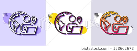 Outsource work line icon. Halftone dotted pattern. Gradient icon with grain shadow. Freelance job sign. Remote employee symbol. Line outsource work icon. Various designs. Vector Outsource work line icon. Halftone dotted pattern. Gradient icon with grain shadow. Freelance job sign. Remote employee symbol. Line outsource work icon. Various designs. Vector 138662678