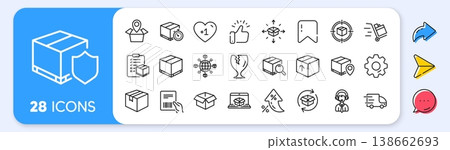 Logistics, Shipping document line icons. Interest rate, AI generate, Inflation icons. Set of Truck Delivery, Box and Checklist icons. Parcel tracking shipping, World trade logistics. Vector Logistics, Shipping document line icons. Interest rate, AI generate, Inflation icons. Set of Truck Delivery, Box and Checklist icons. Parcel tracking shipping, World trade logistics. Vector 138662693