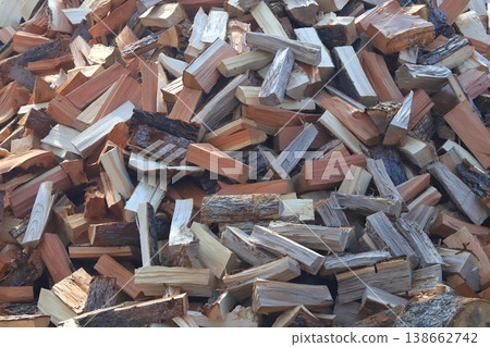 Firewood piled haphazardly; wood from Hokkaido; wallpaper 138662742