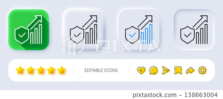 Security statistics line icon. Neumorphic, Flat shadow, 3d buttons. Cyber defence sign. Private protection symbol. Line security statistics icon. Social media icons. Vector Security statistics line icon. Neumorphic, Flat shadow, 3d buttons. Cyber defence sign. Private protection symbol. Line security statistics icon. Social media icons. Vector 138663004