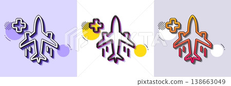 Medical flight line icon. Halftone dotted pattern. Gradient icon with grain shadow. Medicine transport sign. Emergency service symbol. Line medical flight icon. Various designs. Vector Medical flight line icon. Halftone dotted pattern. Gradient icon with grain shadow. Medicine transport sign. Emergency service symbol. Line medical flight icon. Various designs. Vector 138663049