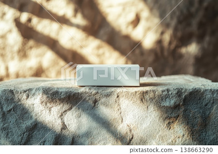 A white box is sitting on a stone ledge 138663290