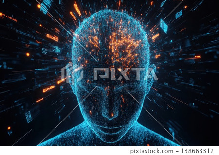 Hyper-Detailed Visualization of Data Overload in a Digital Head Concept Hyper-Detailed Visualization of Data Overload in a Digital Head Concept 138663312