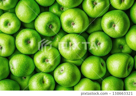 Vibrant Green Apples Displayed in Full Screen with Fresh Natural Texture 138663321
