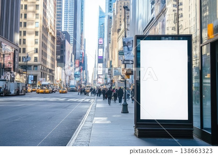 Blank Billboard Advertising Space on Busy City Street Side 138663323