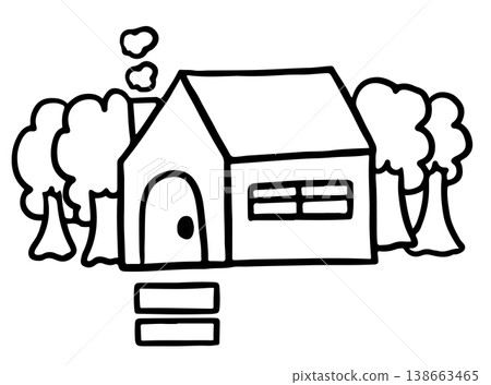 Hand drawn home cartoon with tree outline for decoration, outdoors, yard, house chores, nature, garden, plants, tree, sticker, spring, summer break, backyard, childhood, park, environment, holidays Hand drawn home cartoon with tree outline for decoration, outdoors, yard, house chores, nature, garden, plants, tree, sticker, spring, summer break, backyard, childhood, park, environment, holidays 138663465