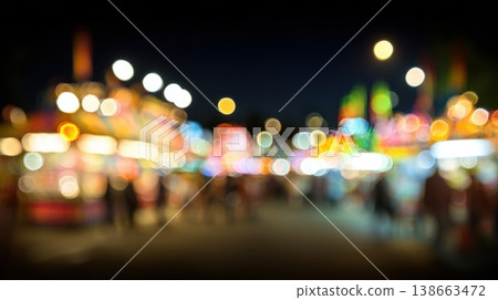 Magical Carnival Lights with Bokeh Effect Creating a Dreamy Cinematic View at Night 138663472