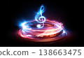 Transforming Musical Notes in a Colorful Swirl of Light and Energy Representation 138663475