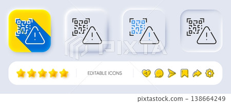 Qr code line icon. Neumorphic, Flat shadow, 3d buttons. Scan barcode sign. Certificate warning symbol. Line qr code icon. Social media icons. Vector Qr code line icon. Neumorphic, Flat shadow, 3d buttons. Scan barcode sign. Certificate warning symbol. Line qr code icon. Social media icons. Vector 138664249