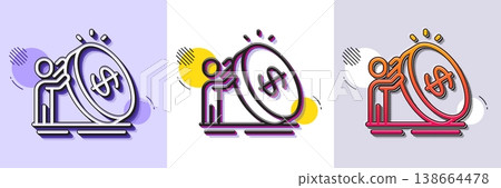 Inflation line icon. Halftone dotted pattern. Gradient icon with grain shadow. Money profit sign. Person with coin symbol. Line inflation icon. Various designs. Vector Inflation line icon. Halftone dotted pattern. Gradient icon with grain shadow. Money profit sign. Person with coin symbol. Line inflation icon. Various designs. Vector 138664478