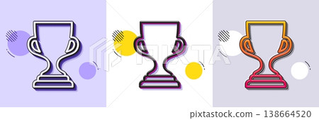 Award cup line icon. Halftone dotted pattern. Gradient icon with grain shadow. Winner Trophy symbol. Sports achievement sign. Line award cup icon. Various designs. Vector Award cup line icon. Halftone dotted pattern. Gradient icon with grain shadow. Winner Trophy symbol. Sports achievement sign. Line award cup icon. Various designs. Vector 138664520