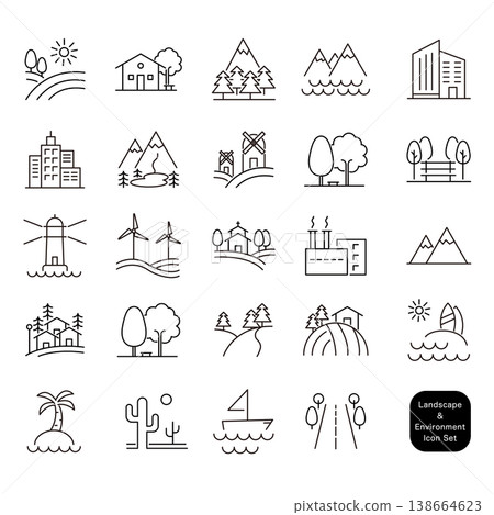 Landscape and Environment Icon Set Landscape and Environment Icon Set 138664623