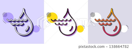 Hydroelectricity line icon. Halftone dotted pattern. Gradient icon with grain shadow. Hydroelectric energy type sign. Water waves power symbol. Line hydroelectricity icon. Various designs. Vector Hydroelectricity line icon. Halftone dotted pattern. Gradient icon with grain shadow. Hydroelectric energy type sign. Water waves power symbol. Line hydroelectricity icon. Various designs. Vector 138664782