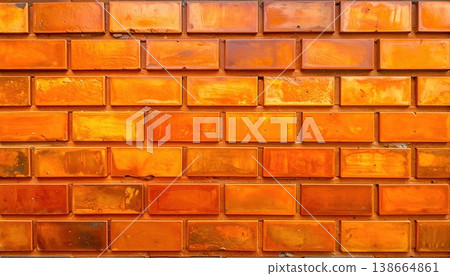 AI image: A brick wall glowing orange. 138664861