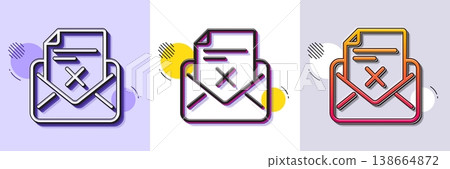Reject letter line icon. Halftone dotted pattern. Gradient icon with grain shadow. Delete mail sign. Decline message. Line reject letter icon. Various designs. Vector Reject letter line icon. Halftone dotted pattern. Gradient icon with grain shadow. Delete mail sign. Decline message. Line reject letter icon. Various designs. Vector 138664872