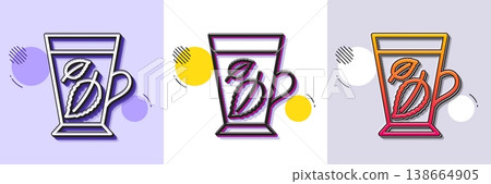 Mint Tea line icon. Halftone dotted pattern. Gradient icon with grain shadow. Fresh herbal beverage sign. Mentha leaves symbol. Line mint leaves icon. Various designs. Vector 138664905