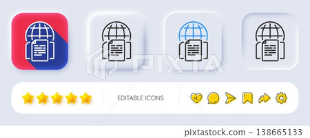 Internet documents line icon. Neumorphic, Flat shadow, 3d buttons. Doc file page sign. Office note symbol. Line internet documents icon. Social media icons. Vector Internet documents line icon. Neumorphic, Flat shadow, 3d buttons. Doc file page sign. Office note symbol. Line internet documents icon. Social media icons. Vector 138665133