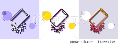 Smartphone falling line icon. Halftone dotted pattern. Gradient icon with grain shadow. Phone crash sign. Mobile device fall symbol. Line smartphone broken icon. Various designs. Vector Smartphone falling line icon. Halftone dotted pattern. Gradient icon with grain shadow. Phone crash sign. Mobile device fall symbol. Line smartphone broken icon. Various designs. Vector 138665156