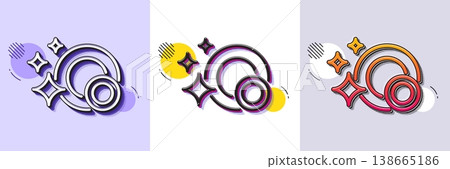 Cleaning dishes line icon. Halftone dotted pattern. Gradient icon with grain shadow. Dishwasher sign. Clean tableware sign. Line clean dishes icon. Various designs. Vector Cleaning dishes line icon. Halftone dotted pattern. Gradient icon with grain shadow. Dishwasher sign. Clean tableware sign. Line clean dishes icon. Various designs. Vector 138665186