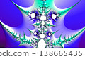 Stunning digital fractal art featuring intricate spiky patterns in vibrant blue, green, and purple hues. A complex abstract background perfect for modern designs and science concepts. 138665435