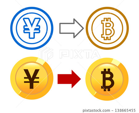 比特幣和日元硬幣的簡單圖標 138665455