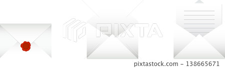 White 3D email template set with red wax seal White 3D email template set with red wax seal 138665671