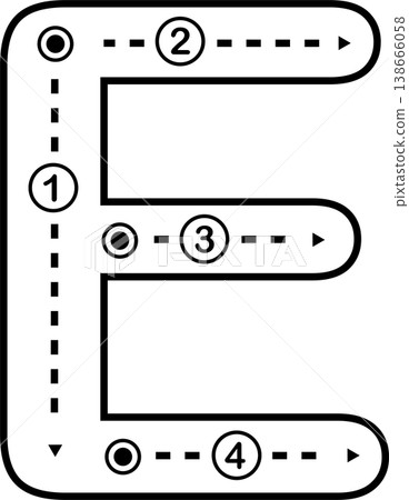 Letter E Tracing Worksheet for Kids, Black and White Alphabet Handwriting Practice Letter E Tracing Worksheet for Kids, Black and White Alphabet Handwriting Practice 138666058