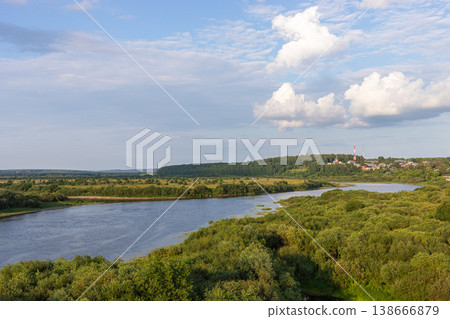 Scenic view of river and lush greenery in Sovetsk, Kirov region, Russia 138666879