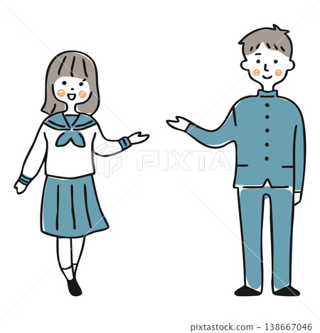 一男一女身穿制服，用手勢指引方向。 138667046
