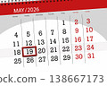 Calendar 2026, deadline, day, month, page, organizer, date, May, tuesday, number 19 138667173
