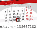 Calendar 2026, deadline, day, month, page, organizer, date, May, thursday, number 28 138667182